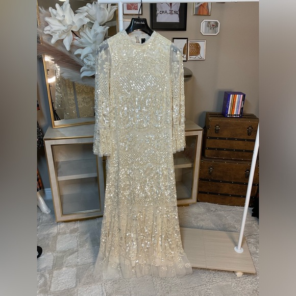 NEEDLE & THREAD Snowdrop Gown in Sequin Tulle - Picture 6 of 11